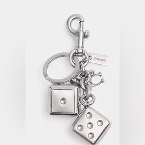 Coach Silver Metallic Dice Keychain NWT Sold out
